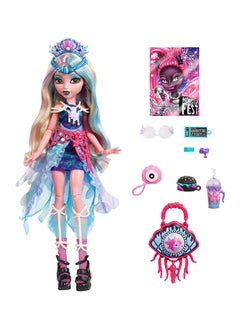 MONSTER HIGH Monster High Monster Fest Doll, Lagoona Blue with Glam Outfit & Festival Themed Accessories like Snacks, Band Poster, Statement Bag & More  - Image 5