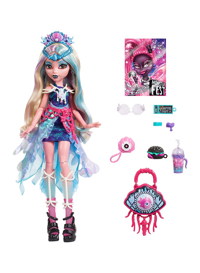 MONSTER HIGH Monster High Monster Fest Doll, Lagoona Blue with Glam Outfit & Festival Themed Accessories like Snacks, Band Poster, Statement Bag & More - Image 5