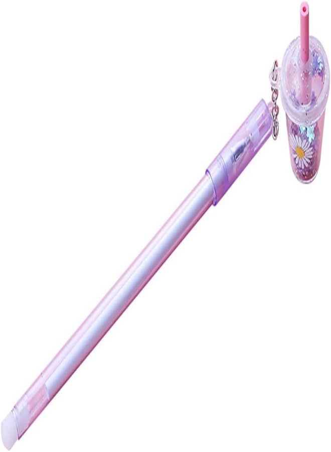 WsjiaboFux 4 Pcs Multicolour Cute Kawaii Daisies Flower Milk Tea Cup Pendant Gel Pen School Office Supply Stationery Creative Sweet Pencs Gel Ink Rollerball Pens Rollerball Pens - Image 4