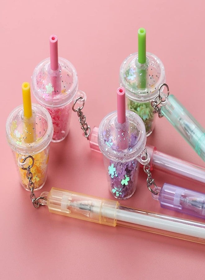 WsjiaboFux 4 Pcs Multicolour Cute Kawaii Daisies Flower Milk Tea Cup Pendant Gel Pen School Office Supply Stationery Creative Sweet Pencs Gel Ink Rollerball Pens Rollerball Pens - Image 3