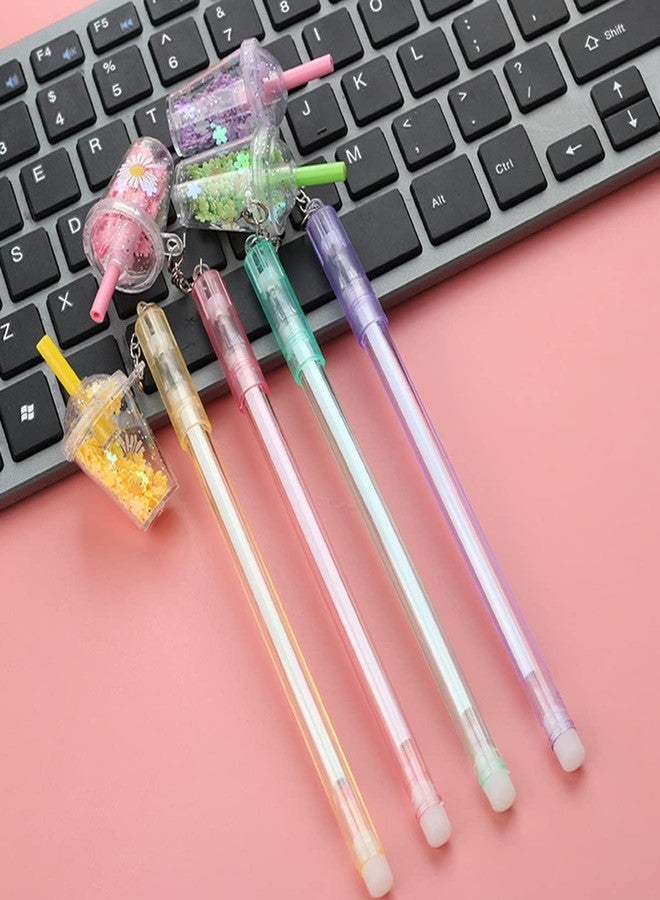 WsjiaboFux 4 Pcs Multicolour Cute Kawaii Daisies Flower Milk Tea Cup Pendant Gel Pen School Office Supply Stationery Creative Sweet Pencs Gel Ink Rollerball Pens Rollerball Pens - Image 5