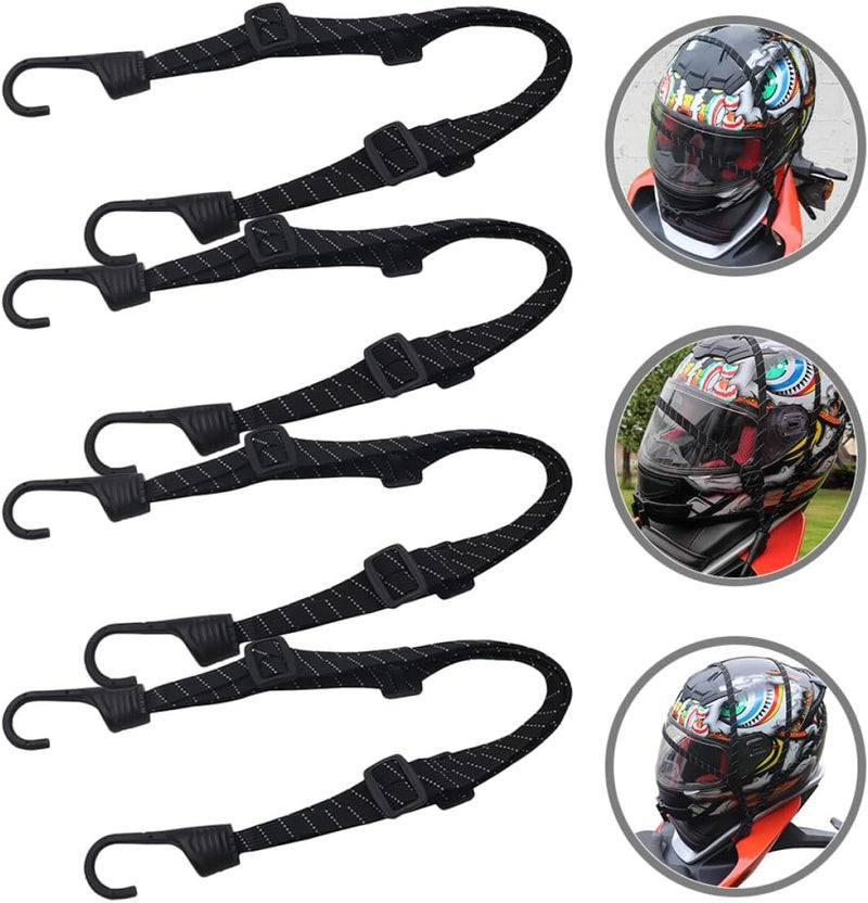 SOLUSTRE 4pcs Motorcycle Luggage Nylon Strap 60cm Adjustable Elastic Cord with Hooks for Helmet Cargo Securing and Rear Seat Fixing Black Bungee Tie-Downs for Travel - Image 4