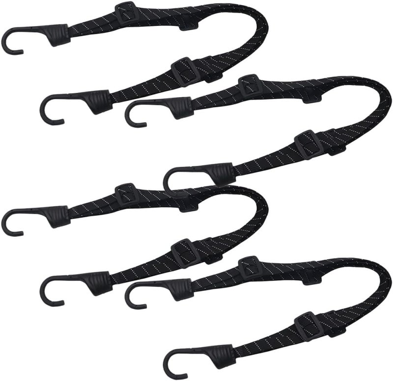 SOLUSTRE 4pcs Motorcycle Luggage Nylon Strap 60cm Adjustable Elastic Cord with Hooks for Helmet Cargo Securing and Rear Seat Fixing Black Bungee Tie-Downs for Travel - Image 1