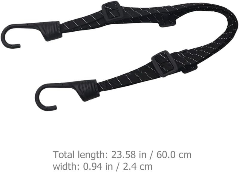 SOLUSTRE 4pcs Motorcycle Luggage Nylon Strap 60cm Adjustable Elastic Cord with Hooks for Helmet Cargo Securing and Rear Seat Fixing Black Bungee Tie-Downs for Travel - Image 2