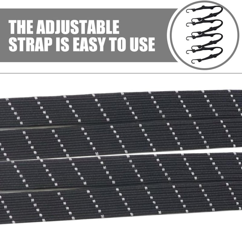 SOLUSTRE 4pcs Motorcycle Luggage Nylon Strap 60cm Adjustable Elastic Cord with Hooks for Helmet Cargo Securing and Rear Seat Fixing Black Bungee Tie-Downs for Travel - Image 5