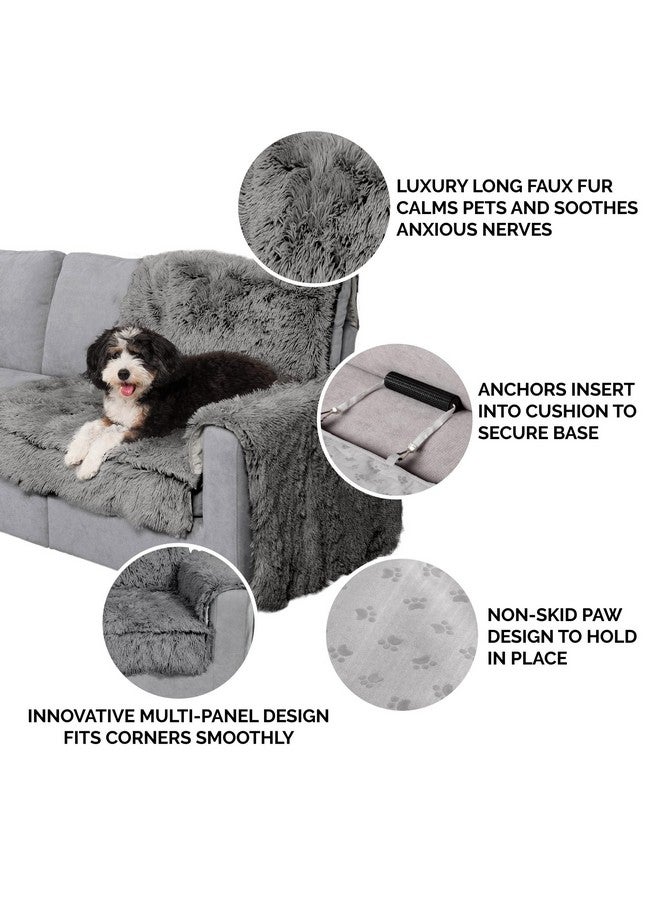 غطاء وسادة زاوية من فورهافن للكلاب والقطط، قابل للغسل، للأرائك والأرائك المقطعية والأرائك على شكل حرف L - غطاء زاوية طويل من الفرو الصناعي المشعر من سناجل سبوت - رمادي، مقاس واحد - Image 5