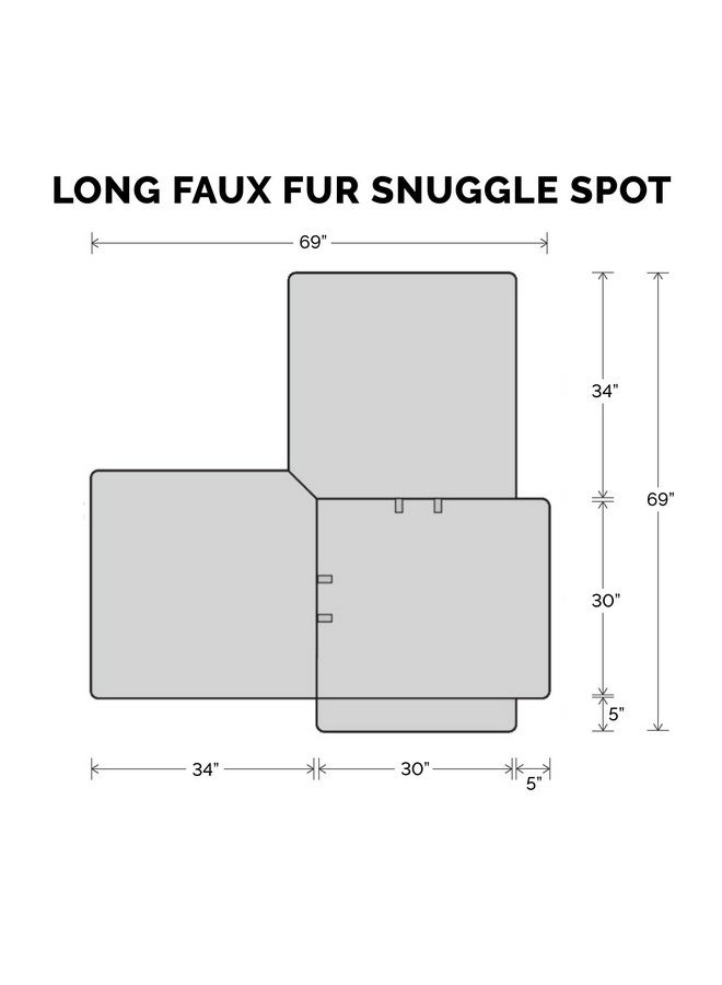 غطاء وسادة زاوية من فورهافن للكلاب والقطط، قابل للغسل، للأرائك والأرائك المقطعية والأرائك على شكل حرف L - غطاء زاوية طويل من الفرو الصناعي المشعر من سناجل سبوت - رمادي، مقاس واحد - Image 3