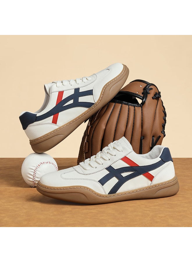 St&sat Men's Shoes, Fashionable And Simple Sneakers, Color-block Training Shoes For Men, Retro Breathable Casual Shoes, White - Image 2