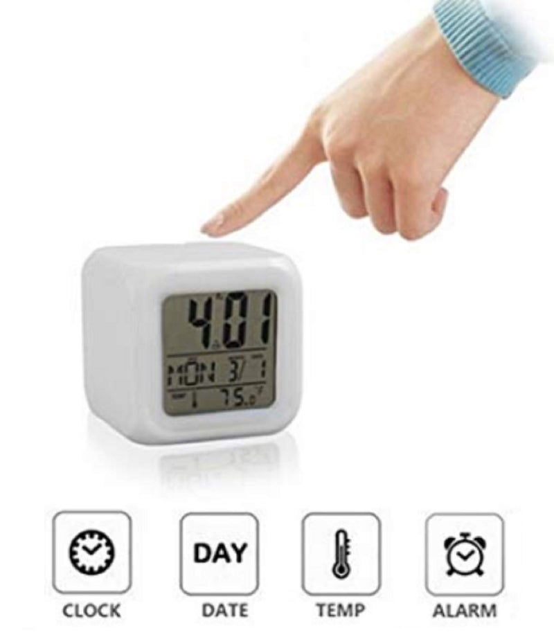 COFIEX Smart Digital Alarm Clock with 7 Color Changing LED Date Time and Temperature Display Magic Digital Calendar Timer Light Operated Ideal for Bedroom Office or Travel - Image 4