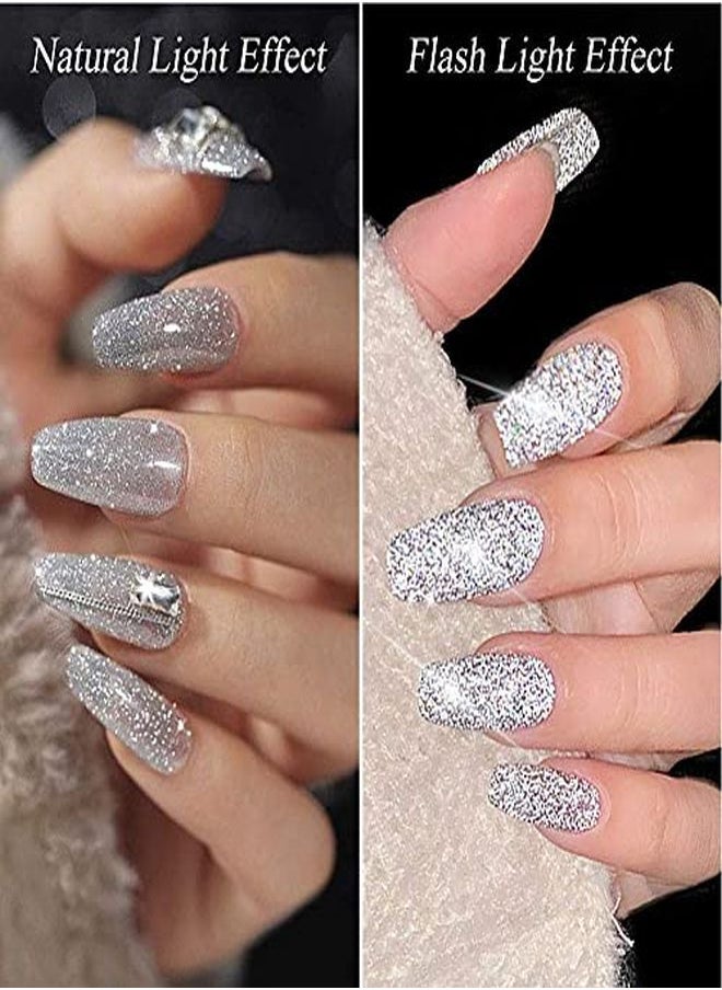 Silver Reflective Glitter Gel Nail Polish Explosion Bungee Soak Off Uv Nail Gel Shiny Sparkling Broken Diamond Disco Gel Nail Art For Daily Birthday Party (01) - pzsku/ZE2FD23099E4456261E0AZ/45/_/1648138777/d043214b-f1f4-46ec-afd6-e08cdae5c2dc