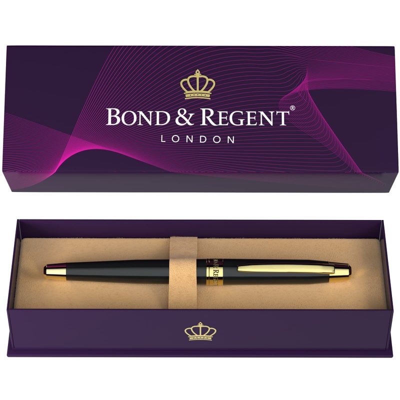 Bond & Regent 24 Karat Gold Luxury Rollerball Pen, Gloss Black - Image 1