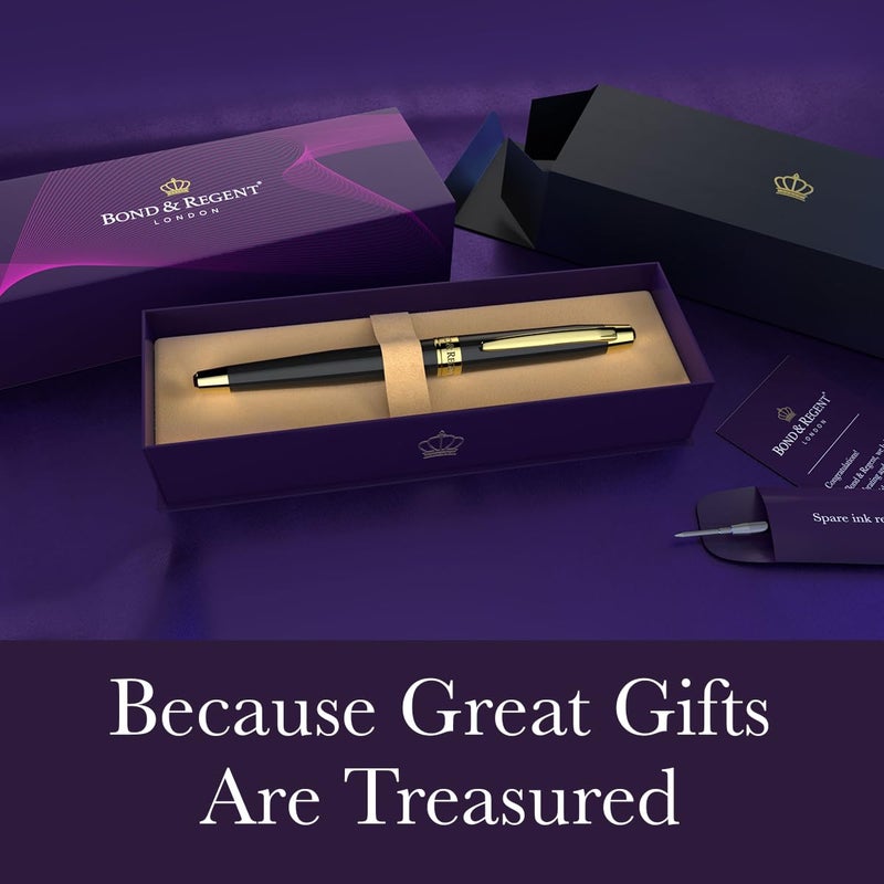 Bond & Regent 24 Karat Gold Luxury Rollerball Pen, Gloss Black - Image 2