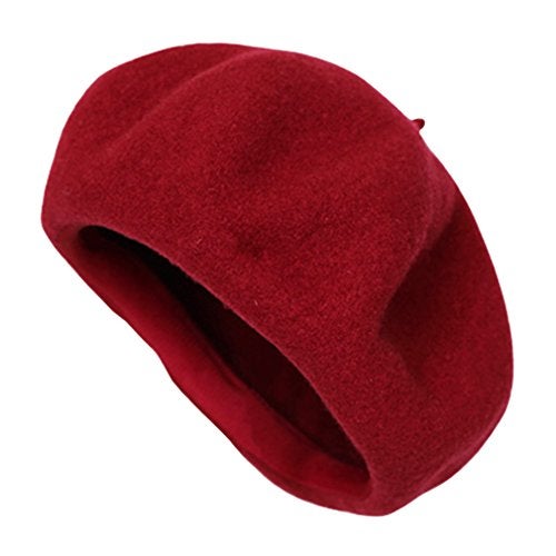 AIYUE Women Men Beanie Hat Wool Warm French Beret Solid Color Artist Painter Fancy Dress Costumes Navy Blue/Wine Red - Image 4
