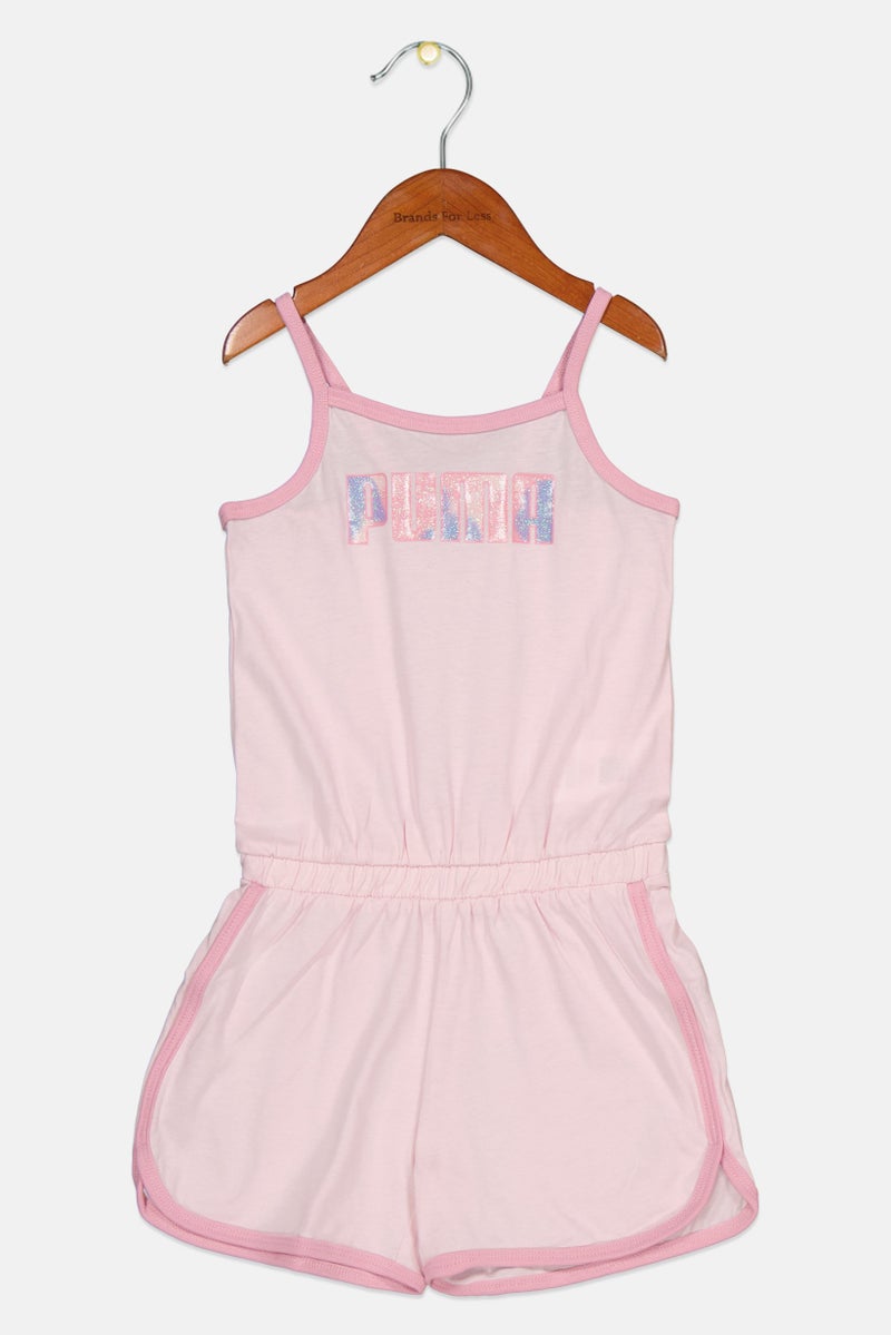 PUMA Kids Girl Sportswear Fit Brand Logo Training Playsuits, Pink - Image 1