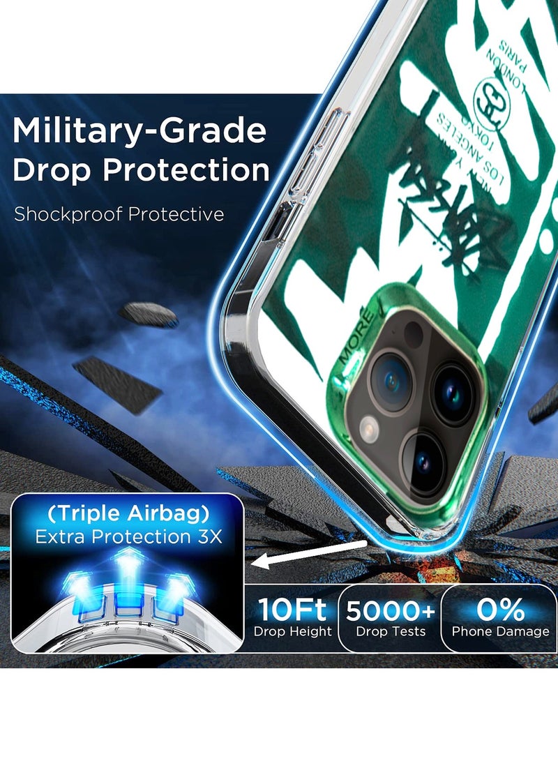 Wtech More Series Colorful Design Protective Case Cover For Apple iPhone 15 Pro Max 2023 Green/White - Image 2