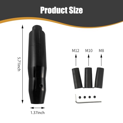 pinflaw 1 PC Automatic Gear Shift Lever 57 Alloy Easy to Control Smooth EasyGrip Trim Shift Lever Head with M8M10M12 Adapter Modification Accessory for Automatic Transmission Cars Black - Image 3