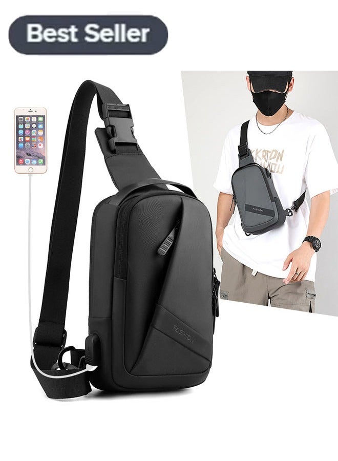 Sling Crossbody Bag Small Shoulder Backpack for Men,Men's Messenger Bag Waterproof Slim Chest Bags Casual Daypack for Outdoors Hiking Traveling  - Image 1