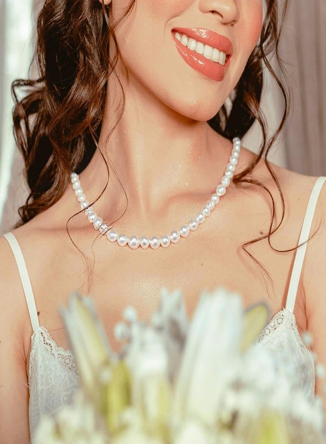 HENGSHENG Natural Pearls Choker Necklace for Women Freshwater Baroque Pearl Strand Necklace Chain Cultured Baroque Pearl 925 Sterling Silver Clasp Choker(White, 5-6mm, Silver Clasp) - Image 4