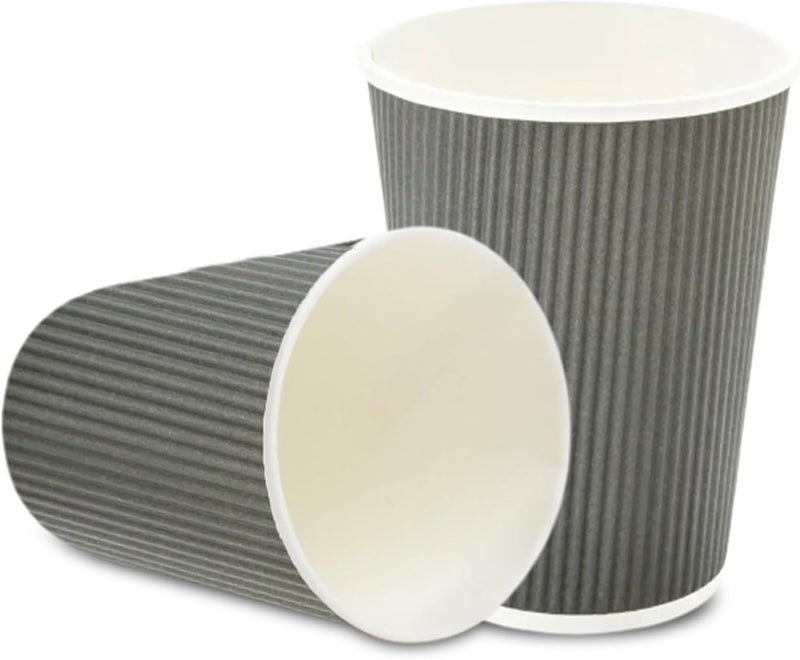 Restaurantware Restaurantware12 Ounce Disposable Coffee Cups 500 Ripple Wall Hot Cups For Coffee  Lids Sold Separately Rolled Rim Gray Paper Insulated Coffee Cups For Hot Coffee Tea And More  - Image 1