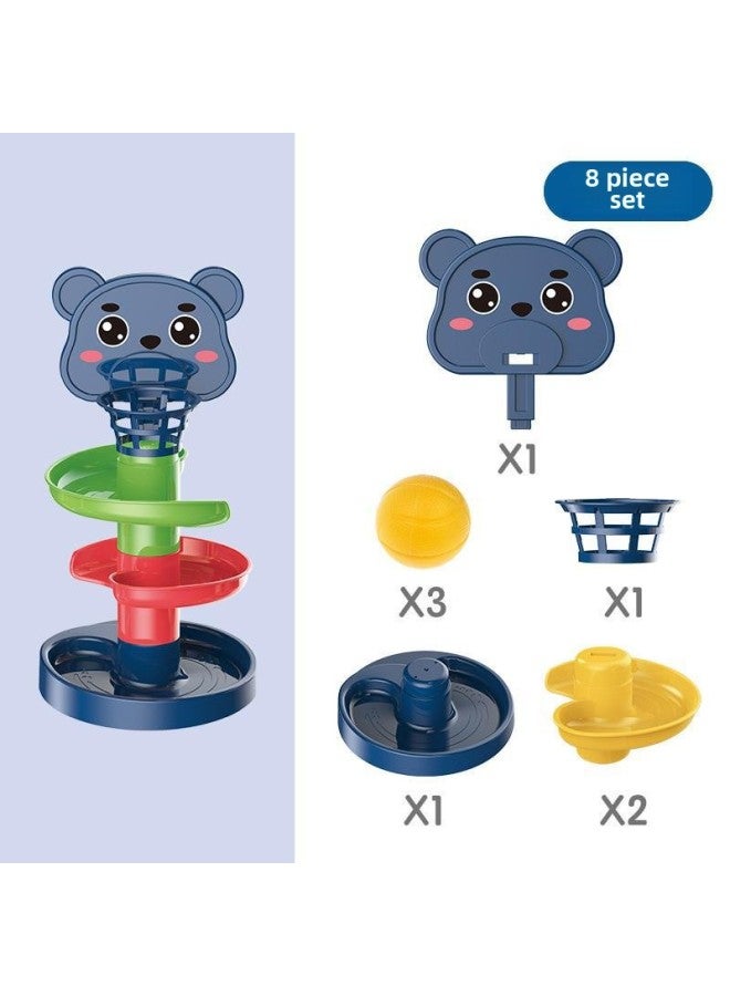 Baby Puzzle Fun Track Slide Ball Tower 0-3 Years Old Baby Roll Ball Early Education Stacking Music 1-2 Toy Tower-Color:Bear 3-8-piece Set  - Image 1