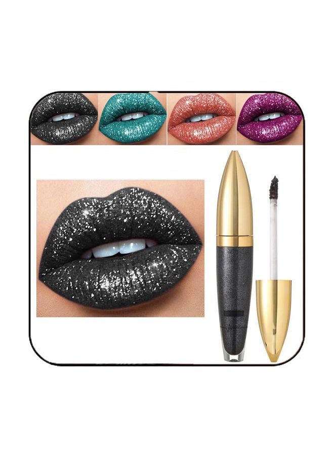 Glitter Liquid Lipstick Matte Lipsticks Shimmer Lip Gloss High Pigment Lipglze Party Lips Makeup for Women and Girls Pack of 1 (Black)