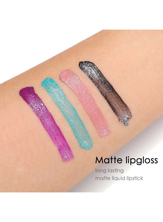 Kilshye Glitter Liquid Lipstick Matte Lipsticks Shimmer Lip Gloss High Pigment Lipglze Party Lips Makeup for Women and Girls Pack of 1 (Black) - Image 3