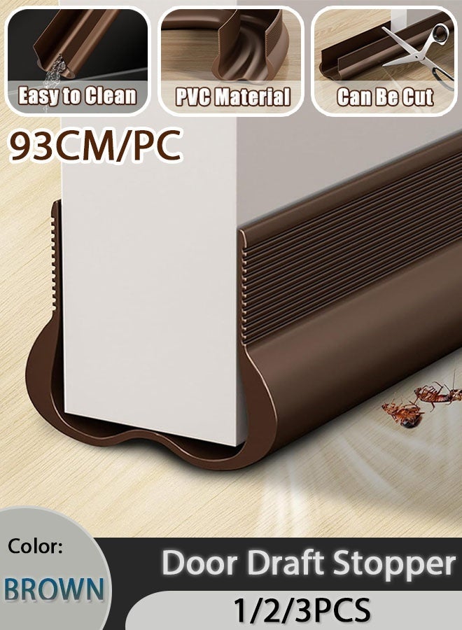 شو وو 1/2/3 قطعة شريط مسودة الباب قابل للقطع عازل للصوت مسودة الباب سدادة الطقس تجريد الباب ختم PVC شريط عازل مانع تسرب الباب السفلي شرائط ختم الباب الاجتياح تحت الباب لتقليل الضوضاء والعزل ومكافحة الحشرات وكتلة الضوء (أسود) - Image 1
