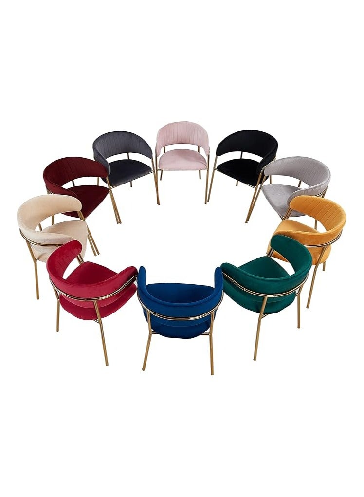 Poppins Home Poppins HOME Modern Comfortable Velvet Living Room Chair Gold Legs Dining Chair XD331 (Blue)  - Image 3