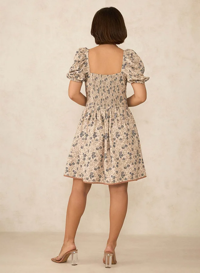 Virgio VIRGIO Linen All Over Printed Mini Dress