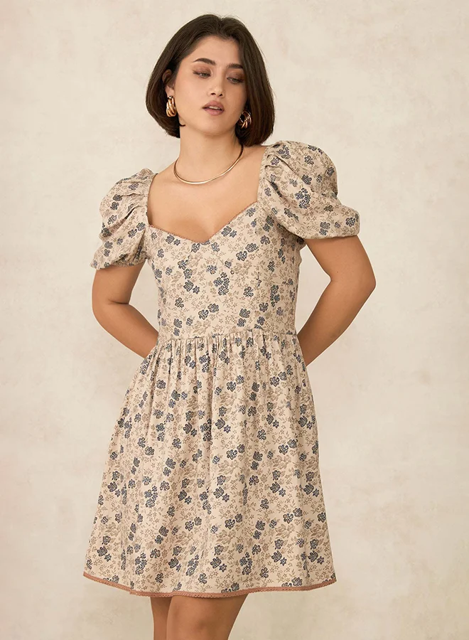 Virgio VIRGIO Linen All Over Printed Mini Dress