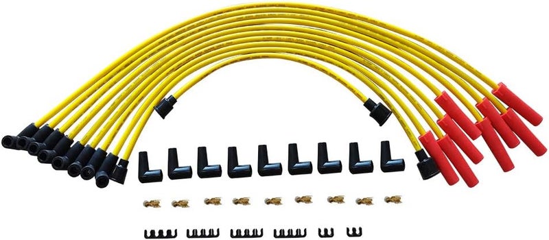 MAS Performance HEI Ignition Distributor w/Cap & Rotor and Spark plug Wire set Compatible with Ford 351 400 460 HEI 65000 Volt Coil KA-1046013 PE332U JM6506BL 351CBLHEI0(Red HEI Kit) - Image 5