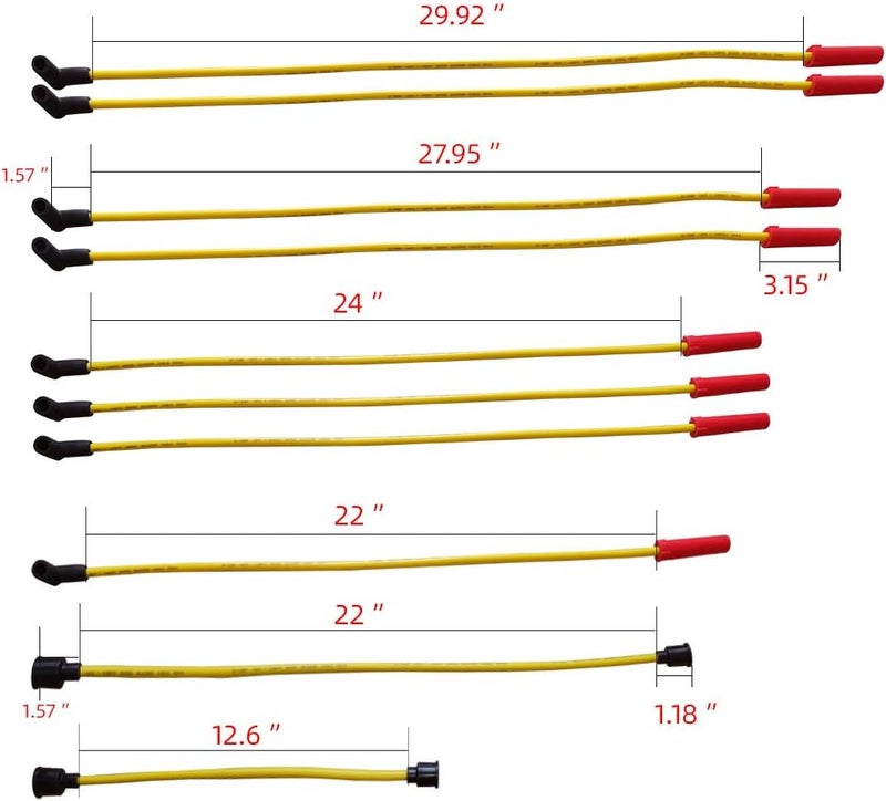 MAS Performance HEI Ignition Distributor w/Cap & Rotor and Spark plug Wire set Compatible with Ford 351 400 460 HEI 65000 Volt Coil KA-1046013 PE332U JM6506BL 351CBLHEI0(Red HEI Kit) - Image 3