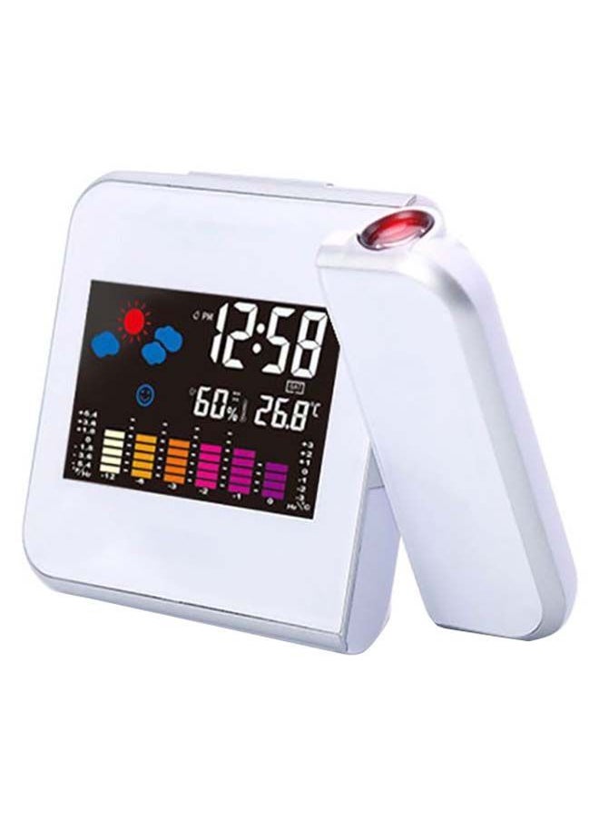 NIBEMINENT 7-Color Changing Snooze LED Projection Digital Alarm Clock White 