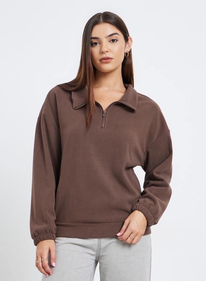 ستايلي سويت شيرت فليس بسحاب نصف الطول - Image 3