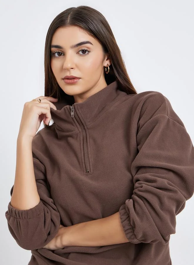 ستايلي سويت شيرت فليس بسحاب نصف الطول