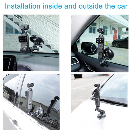 PellKing Suction Cup Mount for DJI Osmo Pocket 3,Car Windshield Window Dash Holder Kit with Expansion Adapter Accessories for DJI OSMO Pocket 3 Camera - Image 5
