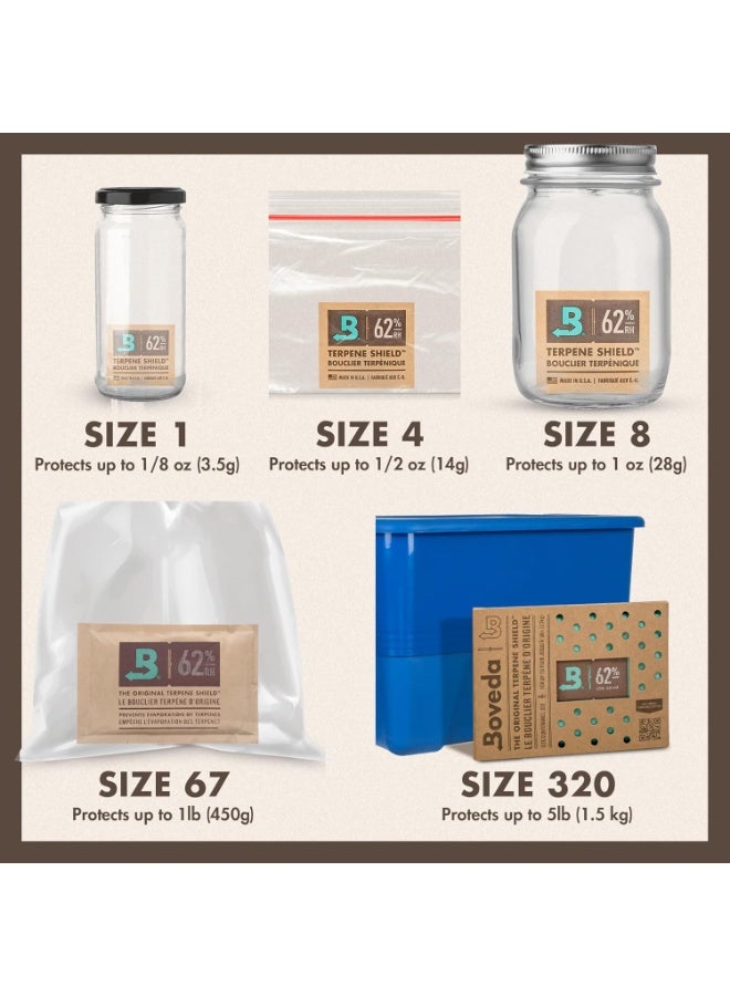 بوفيدا عبوات التحكم في الرطوبة ثنائية الاتجاه من بوفيدا 62% RH (عبوة من 12 قطعة) - مقاس 67 لتخزين الأعشاب - تمنع فقدان التربين والجفاف الزائد - مغلفة بشكل فردي - Image 5