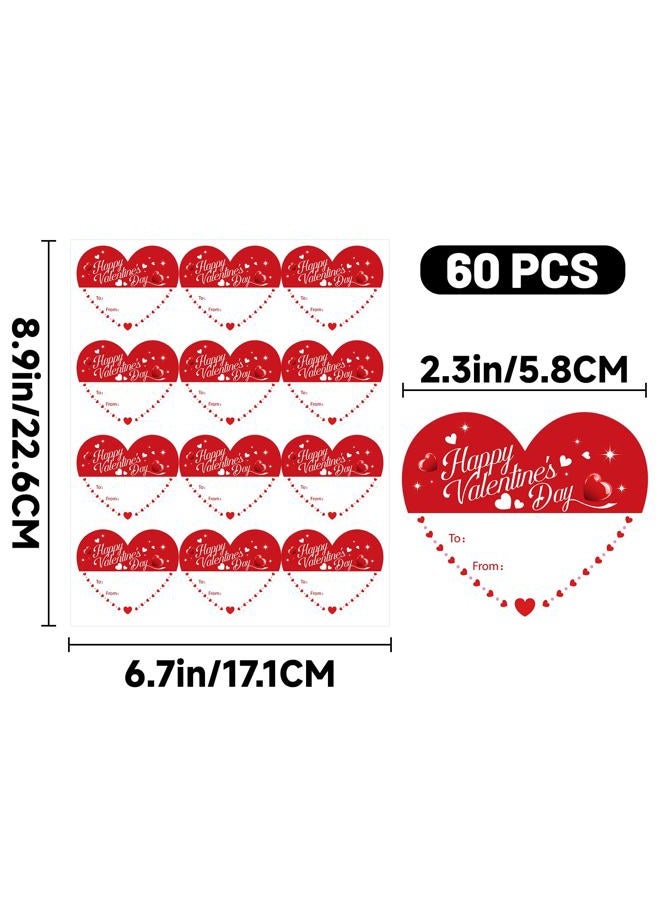 Alynta Happy Valentine's Day Stickers - Valentines Gift Tag Stickers 2 Inch 60Pcs Heart Design Sticker Valentines Labels for Envelope Seals Cards Valentine's Day Decorations - Image 2