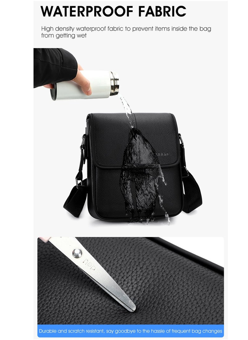 RAHALA 9506-1 Leather Modern Shoulder Work Travel Everyday Use Organized Stylish Crossbody bag - Black  - Image 5