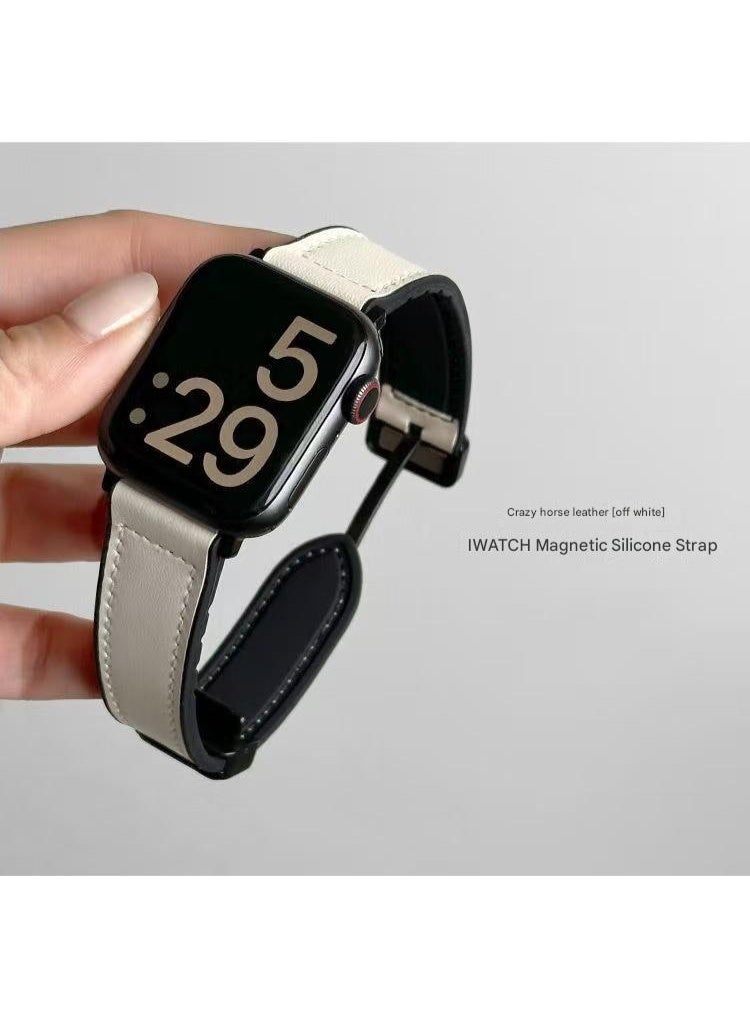 Watch Band Compatible for Apple Watch Series Band 42mm 44mm 45mm 46mm 49mm women, Genuine Leather Double Tour Designed Slim Replacement Strap for iWatch Series10 9 8 7 6 SE  - Image 1