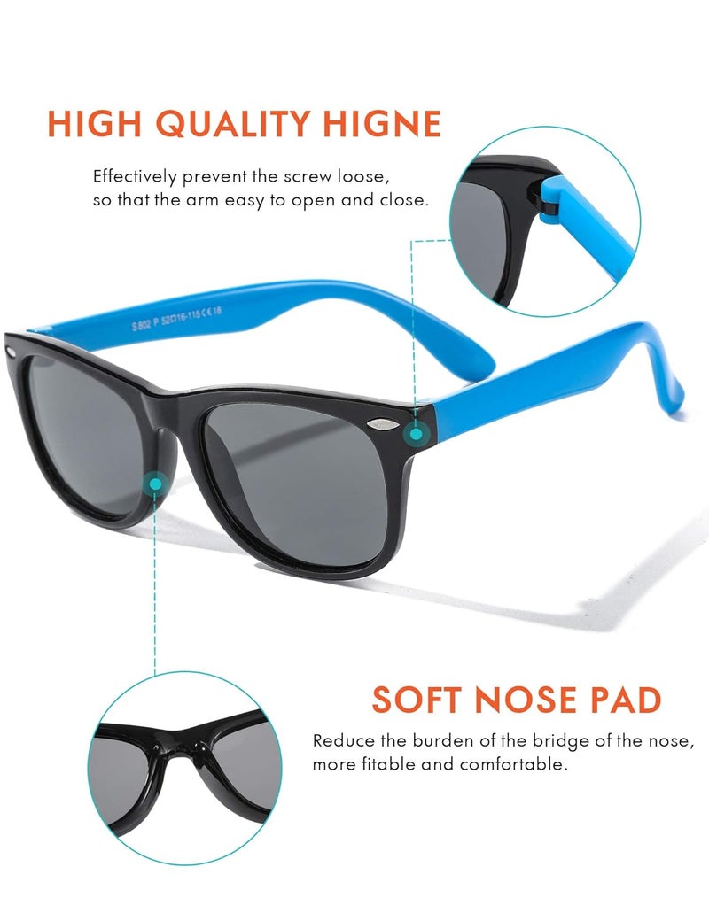 ROSSINI نظارات شمسية مرنة للأطفال من ROCF ROSSINI، قطعتين غير قابلة للكسر، نظارات شمسية للأطفال من عمر 2-8 سنوات، مع علبة، UV400 - Image 2