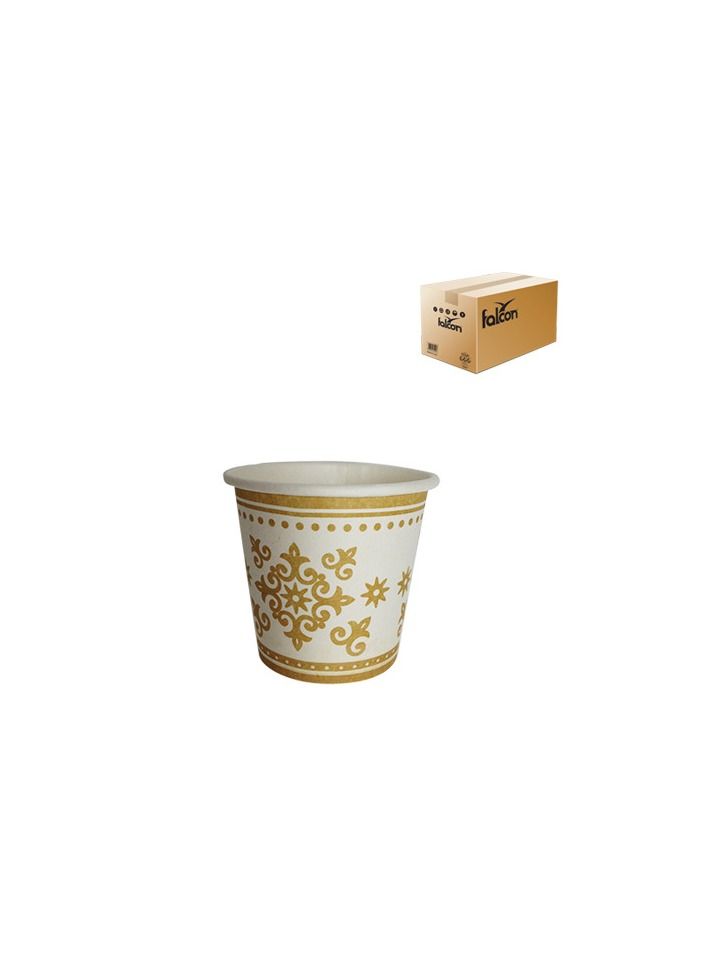 Falconpack Disposable White with Brown Design Paper Cups for Tea Coffee and Cool Drinks 2.5 OZ 2000pc