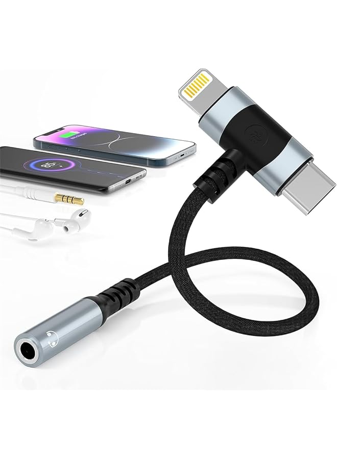 Lightning To 3.5 Mm Headphone Jack Adapter 2 In 1 Headphone Adapter For Iphone Type C To 3.5Mm Female Headphone Jack Adapter Compatible With Samsung Galaxy  - Image 1