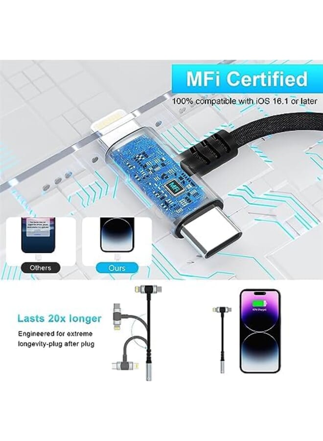 Lightning To 3.5 Mm Headphone Jack Adapter 2 In 1 Headphone Adapter For Iphone Type C To 3.5Mm Female Headphone Jack Adapter Compatible With Samsung Galaxy  - Image 2