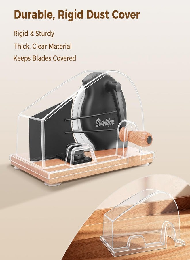 SOWKIPE Upgraded Manual Bread Slicer for Homemade Sourdough Bread, Adjustable Thickness Hand Crank Bread Cutter with Metal Guide, Scale Line, Even Slices, Suction Cups, Cover (Black) - Image 3