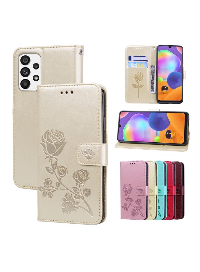 S-TOP Case For Samsung Galaxy A73 5G Rose Embossed Flip PU Leather Phone Case - Image 1