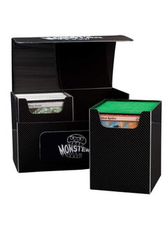Xl Commander Magnetic Deck Storage Box(Black) For Collectible Trading Cardsdual Compartments For Up To 200 Cards Standard & Smaller Size Tcgs Works With Yugioh Mtg Pokémon & More