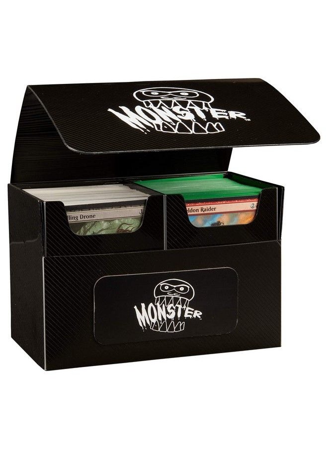 Monster Protectors - Xl Commander Magnetic Deck Storage Box(Black) For Collectible Trading Cardsdual Compartments For Up To 200 Cards Standard & Smaller Size Tcgs Works With Yugioh Mtg Pokémon & More - Image 1