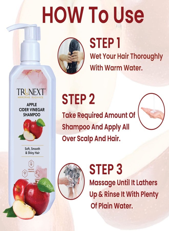 TRUNEXT Apple Cider Vinegar Shampoo For Women And Men Paraben And Sulphate Free Shampoo (300 ml) - Image 3