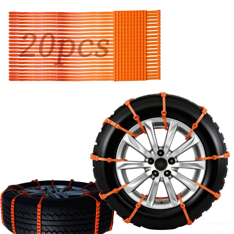 Gooyule Universal Anti-Skid Snow Tire Chains for Cars SUV Trucks - Adjustable 14-19 Inch Emergency Winter Traction Tire Chains, Easy Installation Heavy Duty Anti-Slip Ice Road Tire Chains (Orange) - Image 1